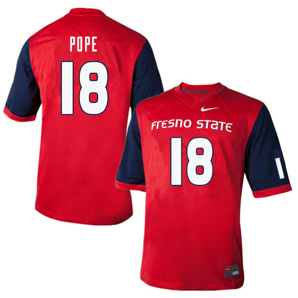 Men #18 Zane Pope Fresno State Bulldogs College Football Jerseys Sale-Red